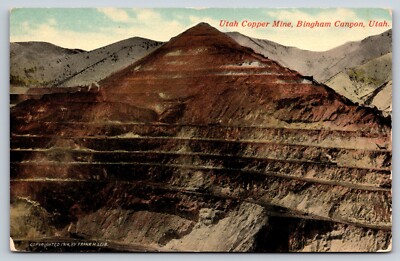 Vintage Utah Copper Mine Bingham Canyon UT Divided Back Postcard E4