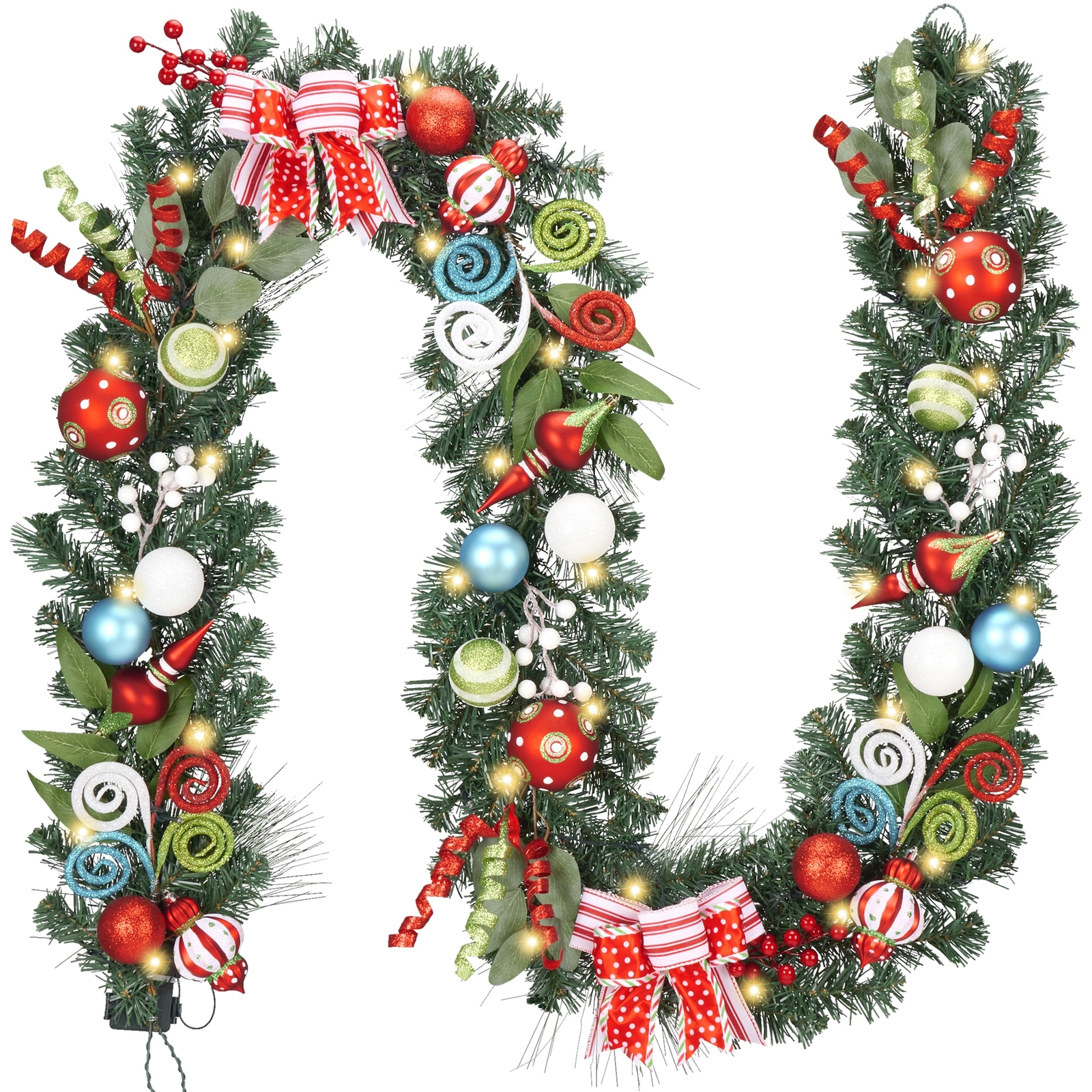 Valery Madelyn 9 feet Pre-Lit Christmas Garland with Lights for Mantle, Light...