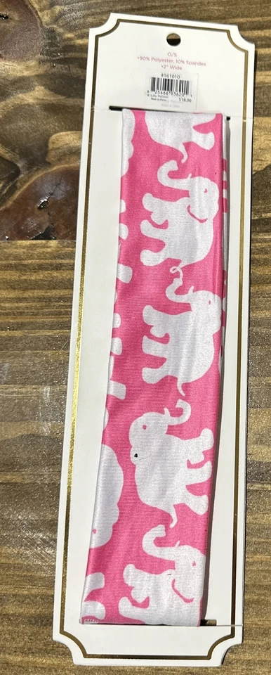 Lilly Pulitzer 头带 结饰 弹力 2 英寸 宽 特色 Tusk In Sun 粉红色 全新 — 第 2/2 张图片