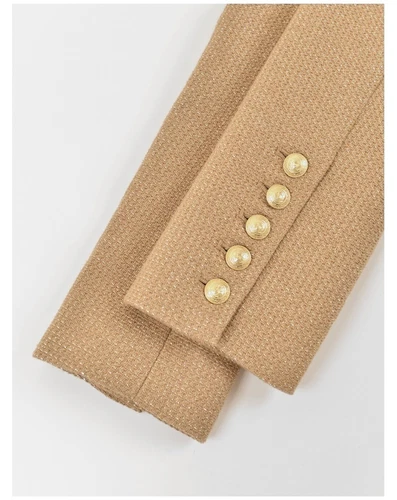 Mujeres AUTÉNTICO L'AGENCE Brooke Frente Abierto Blazer Abrigo Chaqueta Latte/Dorado - Imagen 11 de 14