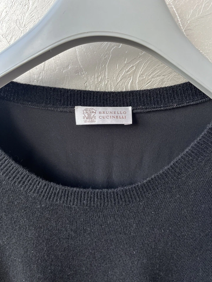 BRUNELLO CUCINELLI Black Women’s Round Neck Sweater Jumper Sz 6 8 M L Silk 3/4 - Image 4 of 4