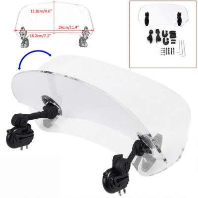 Motorcycle Universal Clip On Windshield Wind Screen Deflector Extension Spoiler