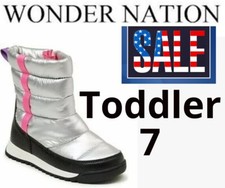 GIRLS WONDER NATION Toddler Girl SIZE 7 Puffy Boots SNOW -5F WINTER SILVER PINK