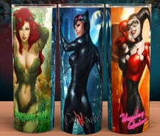 Sexy Comic Girls Catwoman, Poison Ivy & Classic Harley Quinn Cup Mug Tumbler