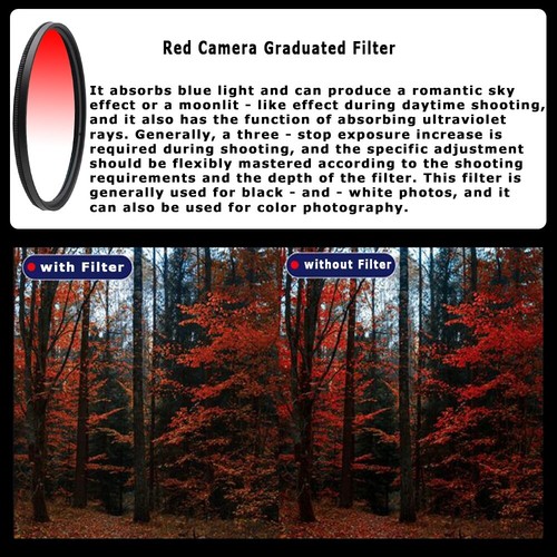 Glare-Reducing Anti-Static Blue Gray Red Orange Graduated Filter for Canon Nikon - Picture 6 of 58
