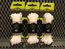 LOT of 3 PEAK SPORT 45" White Round Athletic Shoe Sneakers Shoelaces 1/8" Width
