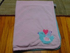 HTF/RARE Carters 2 birds pink heart baby blanket