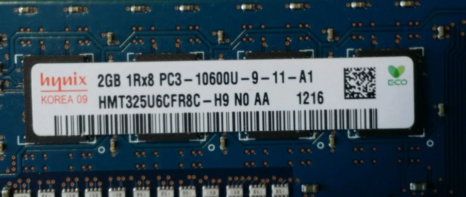 Hynix 4GB 2x2GB PC3-10600U DDR3 Desktop Memory RAM HMT325U6CFR8C-H9 - Image 3 of 3