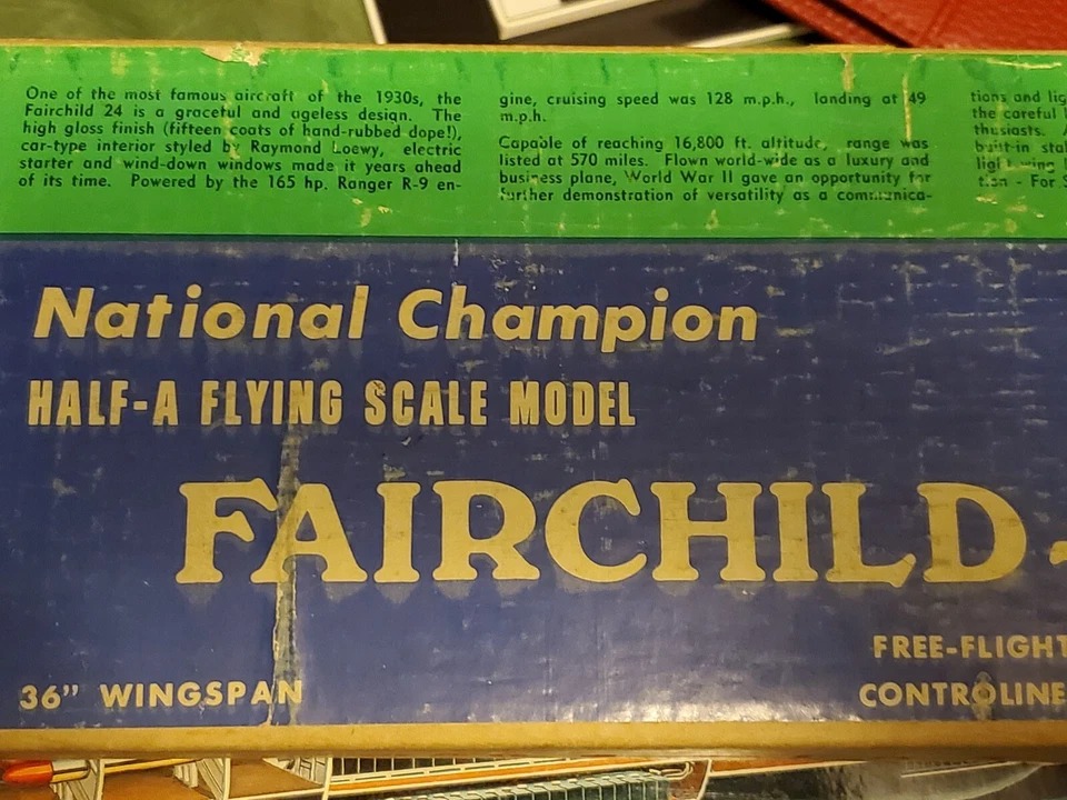 VINTAGE SIG FF-9 FAIRCHILD 24 36 WS HALF A FLYING SCALE NEW - Image 2 of 4