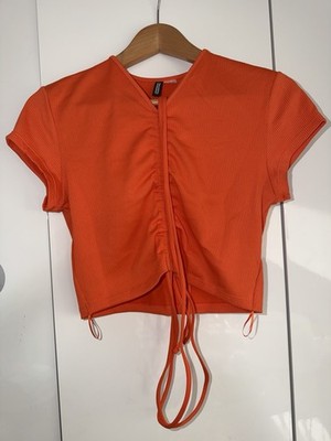 Cropped Ruched Top   vibrant orange