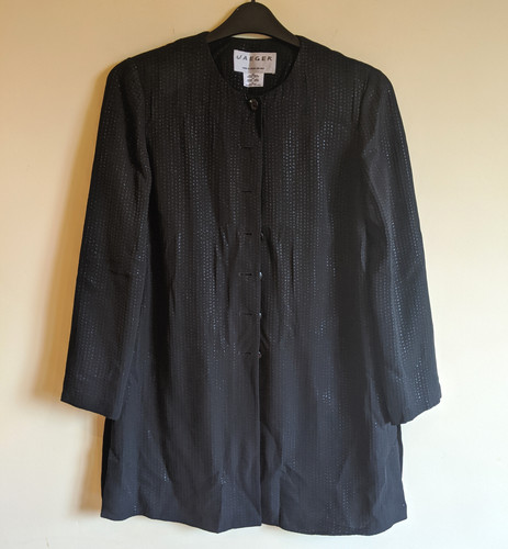 Jaeger, JAEGER tunica lunga donna vintage top - Med - giacca glitter retrò camicia nera