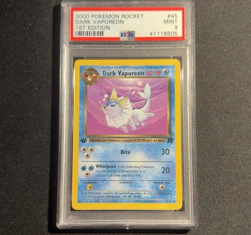 Dark Vaporeon (1st Edition) graded PSA 9 for sale on eBay