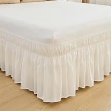 Wrap Around Bed Skirts 17" Drop, Cotton Adjustable Elastic Dust Ruffles Easy ...