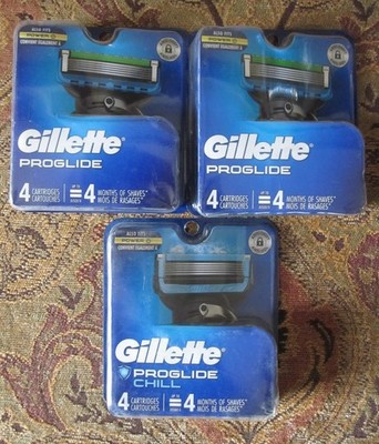 12 CT GENUINE GILLETTE PROGLIDE & PROGLIDE CHILL RAZOR BLADE NEW! FREE SHIP!