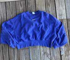 Nike Fleece Cropped Crewneck Oversized Center Swoosh Purple