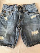 Levi's 511 Slim Fit Boys Adjustable Waistband Distressed Denim Shorts Size 7