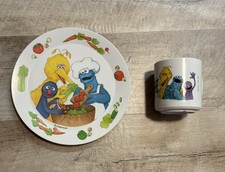 Sesame Street Vintage Plastic Plate Cup Muppets