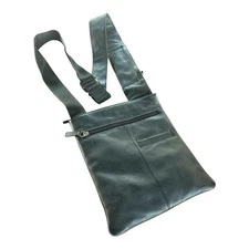 ILI New York Toronto Black Genuine Leather Crossbody Organizer Bag Whimsigoth