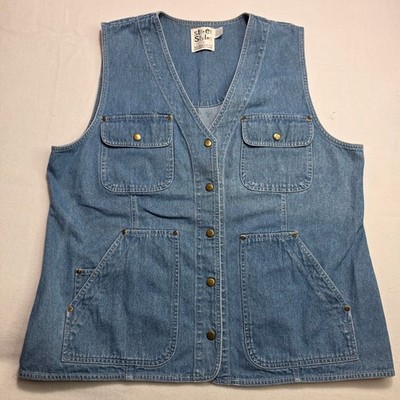 Street Styles by Elisabeth Liz Claiborne Blue Denim Utility Vest Medium Wash L