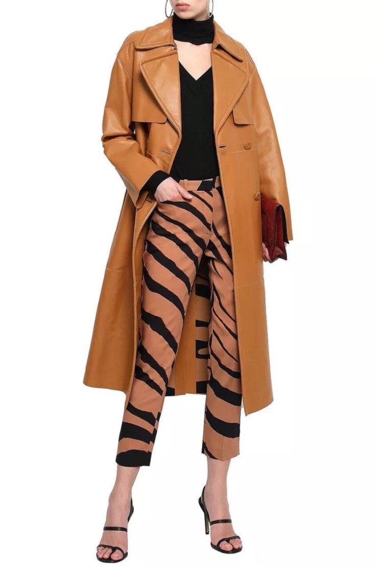 $1,225 ROBERTO CAVALLI Brown Animal Print Zebra Patterned Stretchy Trousers US8
