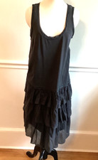J. Crew 100%  Cotton Dark Gray Flounce Dress Size S—#1012 Preowned