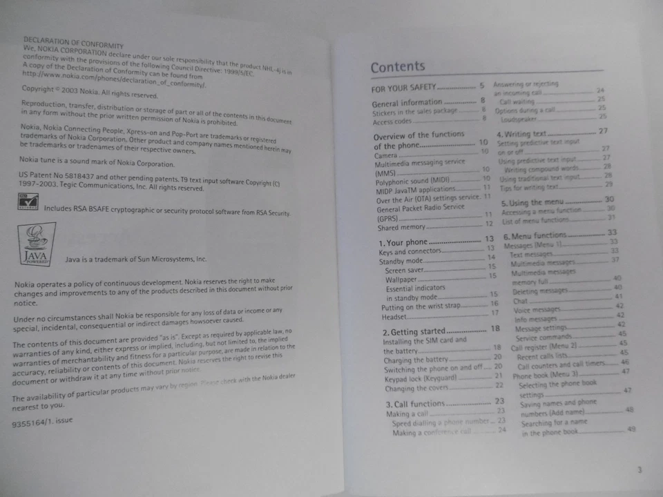 Nokia 7250 Users Guide Manuale Uso Manuale In Inglese - Immagine 3 di 3