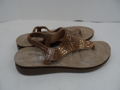 Annie Comfort Women s Gold Rhinestone Thong Sandals - Size 11M