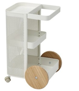 New Ikea DAJLIEN Utility cart, White, 16 1/2x15 3/8x25 5/8 " Steel, Bamboo