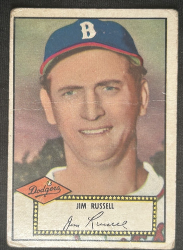 Jim Russell [Black Back] #51 1952 Topps card