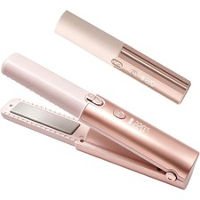 Cordless Hair Straightener Curler Rechargeable Portable Travel Dual Voltage Pink