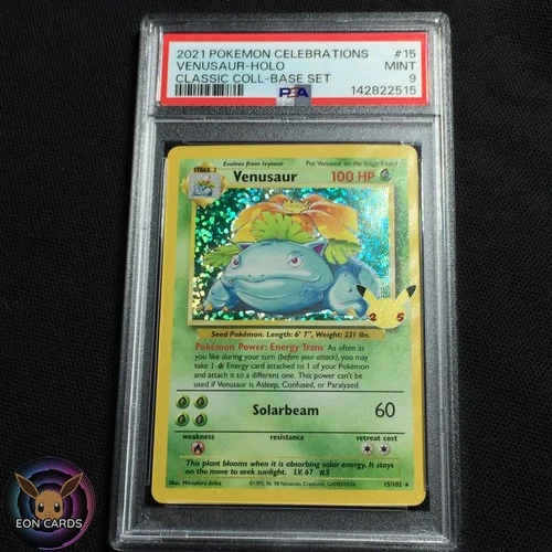 Venusaur HOLO RARE 15/102 (PSA 9 MINT) Celebrations Pokemon Cards