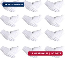 12 Pairs Adult White Uniform Gloves Nylon Cotton Parada Costume Gloves for Polic
