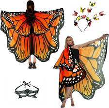 Halloween Butterfly Wings Costume for Womens, Moth Wings Butterfly Cape Adult Co