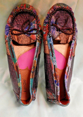 KENZIE WOMEN'S MOCCASINS LOAFERS MULTI COLOR TEAL BRONZE PURPLE 9M DEVIA NEW