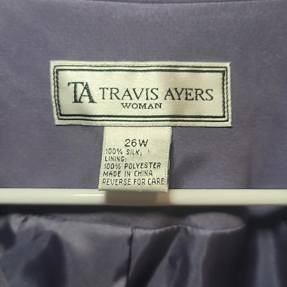 Travis Ayers vintage 2 pc suit set purple 100% silk plus size 26w workwear - Image 2 of 4