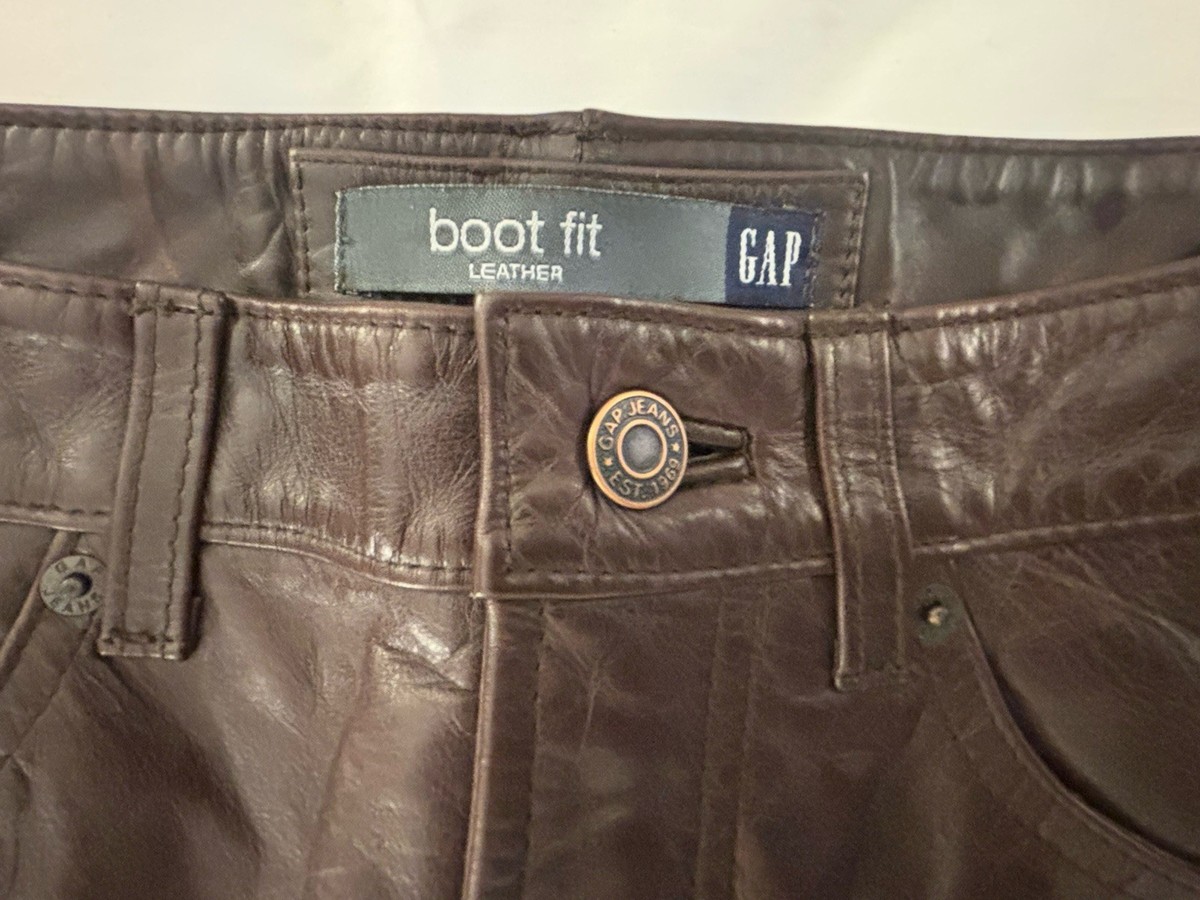 Gap Brown Leather Boot Cut Jean Pants Size 29 waist 30 inseam | eBay
