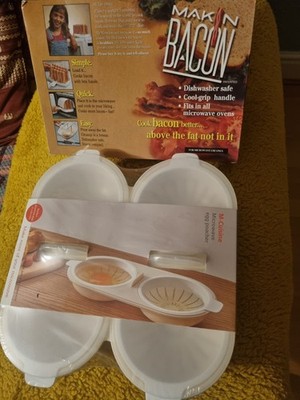 Mak 'n' Bacon Vintage Speckständer + 4 Eier Wilderer Set Ständer für Mikrowelle Kochen