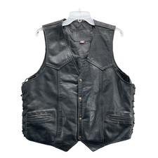 Vintage Branded Garments Genuine Leather Vest Men 46 Moto Biker Western 90's USA