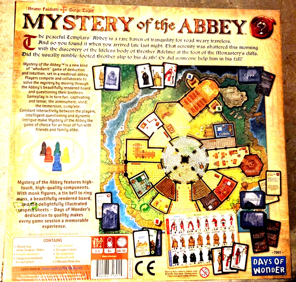 Days of Wonder Mystery of the Abbey w/Pilgrims' Chronicles Expansion-NEW - Image 3 of 4