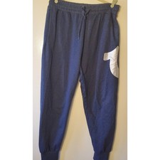 True Religion Mens Sz L Horseshoe Logo Drawstring Jogger Sweatpant Blue Silver