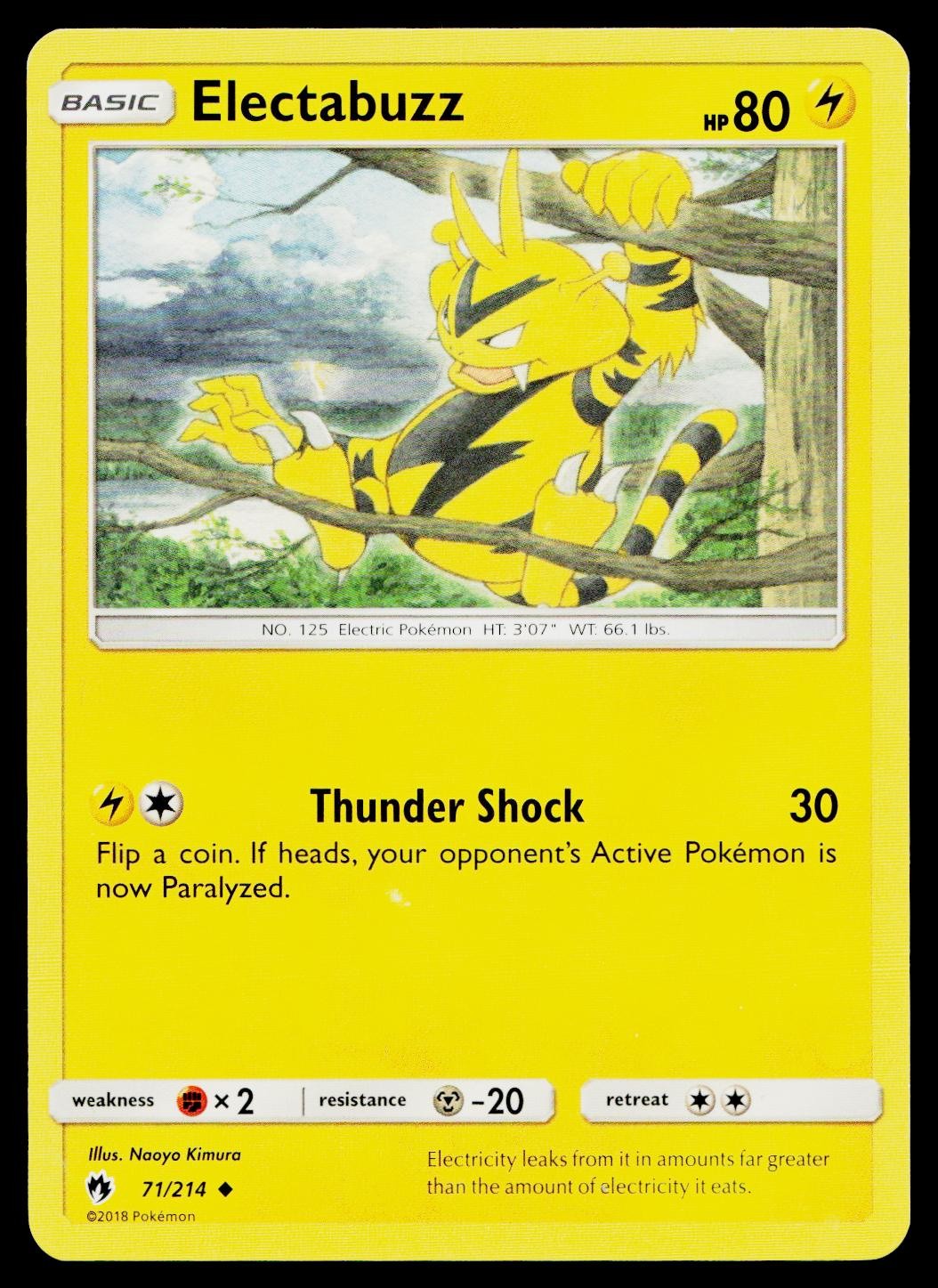 Electabuzz 71/214 Uncommon Lost Thunder Pokemon Near Mint