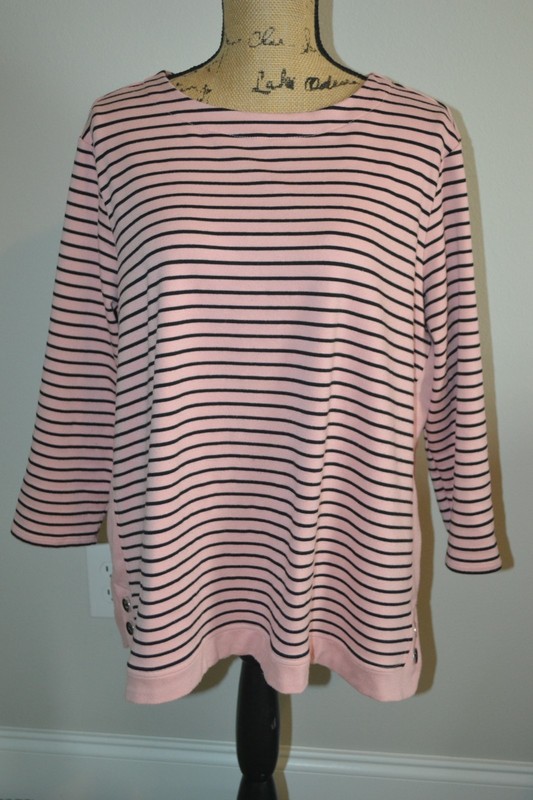 Multiples Pink and Black Striped Top - XL