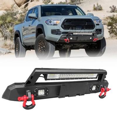 Aaiwa For 2016-2023 Toyota Tacoma Stubby Front Bumper with Winch Plate&LED Light