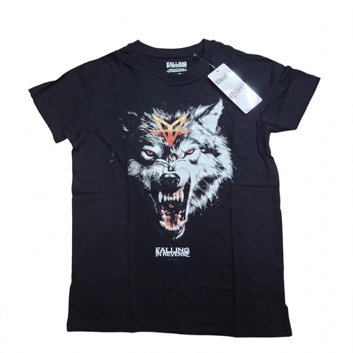 T-Shirt Falling In Reverse Lupo Wolf Pentagram 2025 maglia nera unisex cotone prezzo ebay