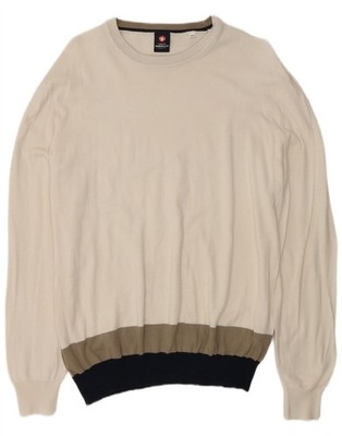 MURPHY & NYE Herren Rundhals Pullover Sweater 2XL Beige Colourblock Baumwolle DJ12