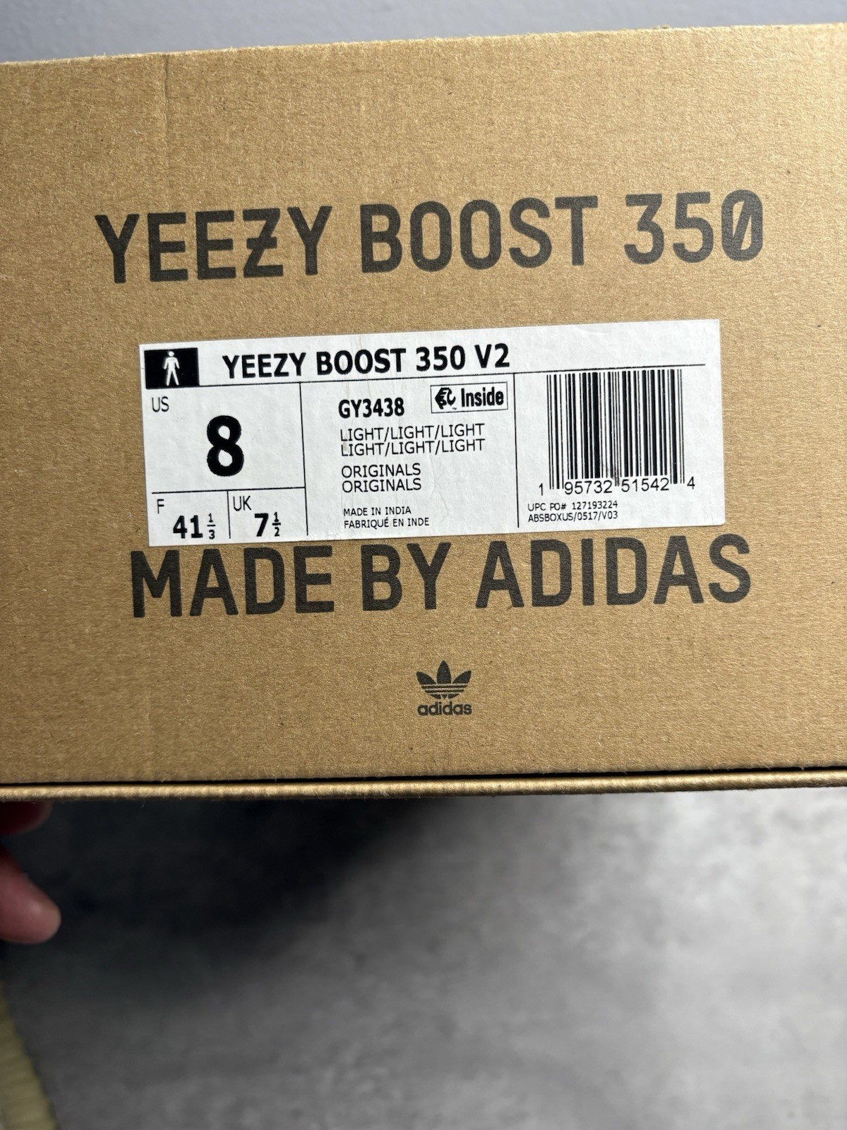 Adidas Yeezy Boost 350 V2 Light Grey GY3438 Size 8 Men's thumbnail 7