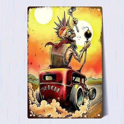 Aluminum Punk Zombie Driver Hot Rod Tin Metal Signs Home Décor 8x12
