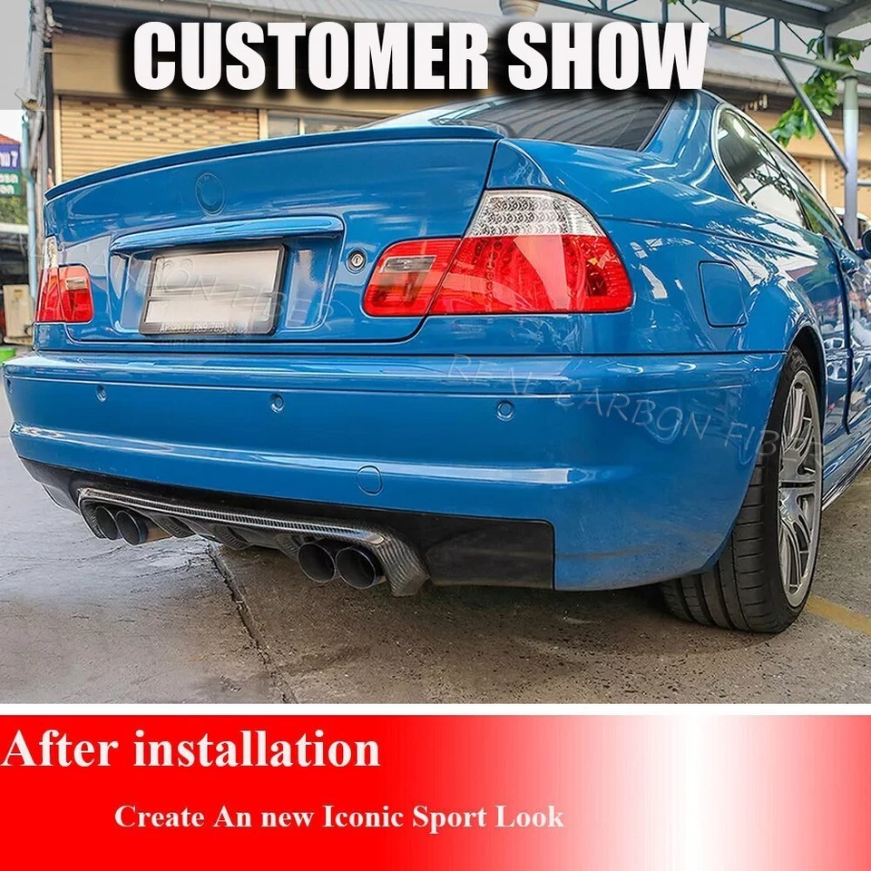 Alerón difusor labial parachoques trasero carbono real para BMW Serie 3 E46 M3 2000-2006 Foto 3 de 4