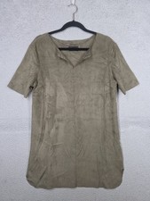 Dress Forum Faux Suede T Shirt Dress Large Short Sleeve Microfiber Olive Green