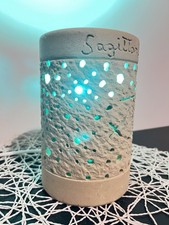 Lampada artigianale pietra Leccese con intarsio segno zodiacale Sagittario